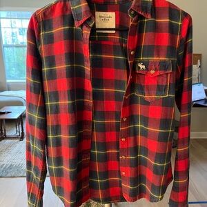 Abercrombie & Fitch Red and Black Plaid Shirt